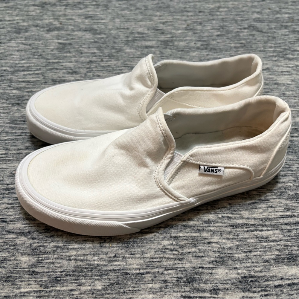 Vans Slip Ons Ladies 7 All White